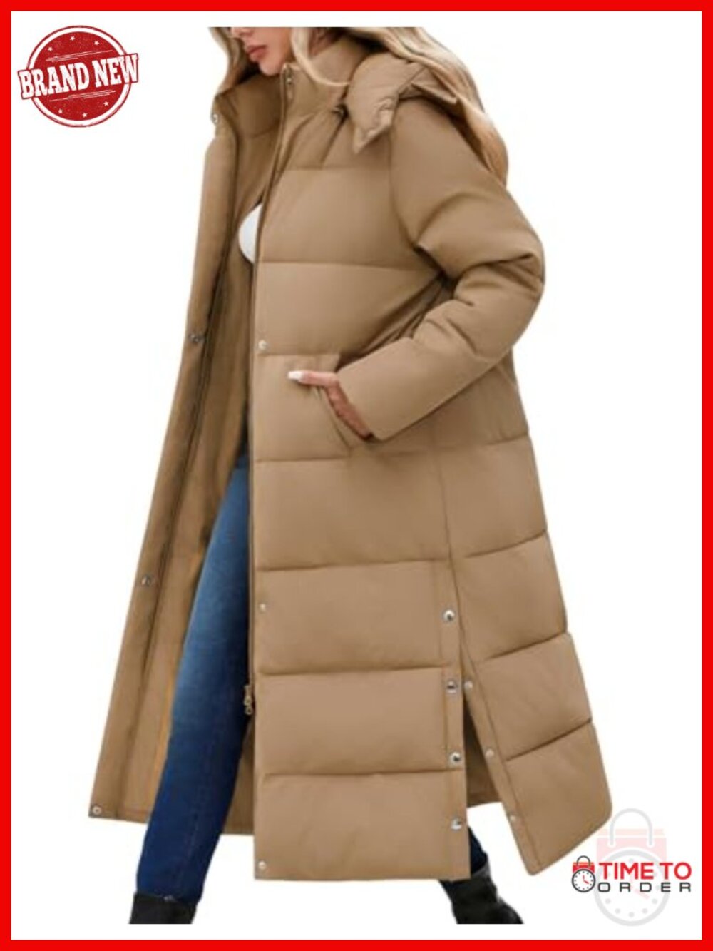 Women's Long Maxi Down Puffer Jacket Winter Coat Water Repellent Removable Faux